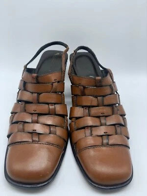 Worthington 棕色篮子编织皮革上坡跟凉鞋 6 米/巴西 — 第 1/4 张图片