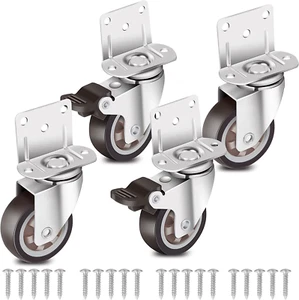 Rueda giratoria de 2 pulgadas placa en forma de L con freno TPE rueda de goma montaje lateral - Imagen 1 de 1
