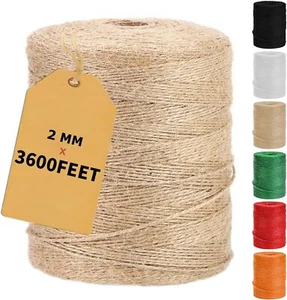 Vanhench 3600Feet Natural Jute Twine String, Bulk Hemp Jute Rope Cord Twine for - Picture 1 of 6