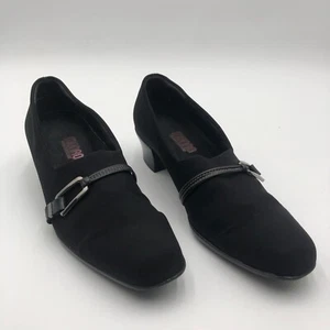 Munro American Pumps Women Sz 7 Black Leather Strap Buckle Stacked Heels M207487 - Picture 1 of 21