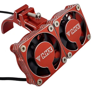 NHX RC 1/8 Twin Alum Cooling Fans & Side Motor Mount Castle 1721 / 1717 -Red - Picture 1 of 6
