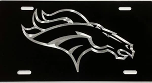 3D Engraved Denver Broncos Car Tag Diamond Etched Black Aluminum License Plate - Picture 1 of 8