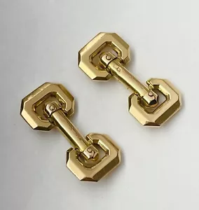 Vintage Mecan French 18ct Solid Gold Stirrup Cufflinks - Picture 1 of 6