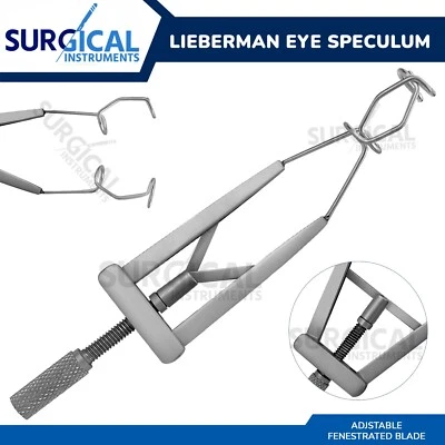 Lieberman Eye Speculum lâmina ajustável fenestrada oftalmologia grau alemão - Imagem 1 de 4