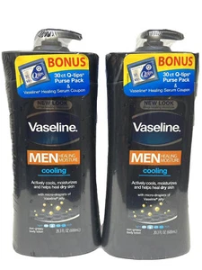 2 vaseline mens cooling moisturizer 20.3oz ea+2 q-tip purse pack - Picture 1 of 3