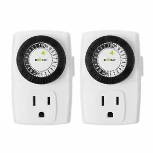 BN-LINK Innen 24 Stunden Mechanische Steckdose Timer Täglicher Gebrauch, 2er Pack, 2 oder 3 Zinken - Bild 1 von 23