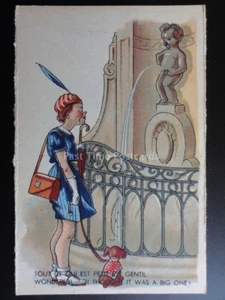 Manneken PIS: Women & Dog "WONDERFUL..I THOUGHT IT WAS A BIG ONE!" Old Postcard - Picture 1 of 1