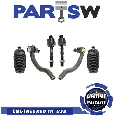 6Pc Front Inner Outer Tie Rod Ends w/ Boots Steering for Acura TSX Honda Accord - Image 1 of 3
