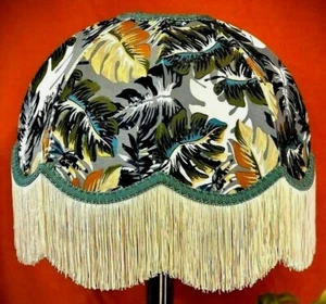Grey Teal Botanical Palm Leaf Lampshade Standard Floor Lamps Table Ceiling Light - Picture 1 of 5