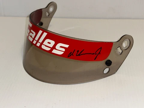 AL UNSER JR, HAND SIGNED, RACE USED GALLES RACING DRIVERS HELMET VISOR,COA Cover
