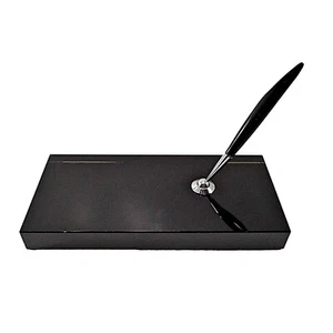 Mid Century Modern Black Glass Slab Pen Holder - Picture 1 of 8