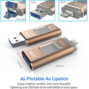 2TB 1TB 256GB OTG 3 in 1 USB Flash Drive For iPhone iPad Android Memory Stick - Picture 1 of 8