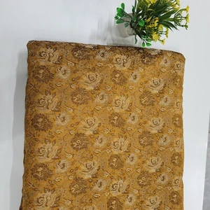 Tessuto broccato seta dorata da cortile tessuto jacquard, tessuto tappezzeria - Foto 1 di 4