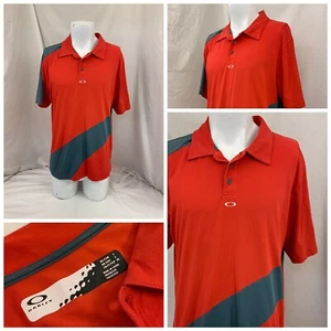 Oakley Golf Polo Shirt L Men Red Cotton Poly Stretch Minor Wear YGI T1-192 - Picture 1 of 10