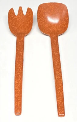 Vintage Large MCM End Of Day Melamine Salad Serving Set Fork And Spoon - Image 1 of 4
