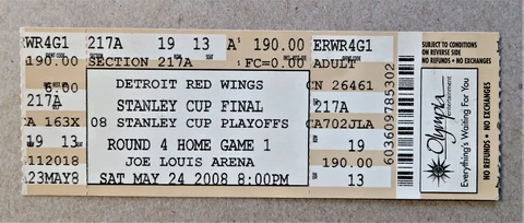 Red Wings 2008 Stanley Cup Playoffs - FINALS Round 4 Home Game 1 ticket stub Cover