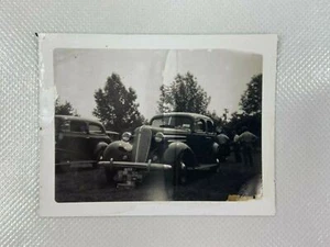Classic Car Show Dealership B&W Photograph  2.5 x 3.25 - Picture 1 of 2
