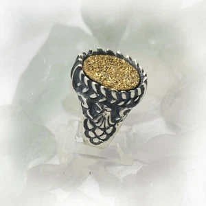 Silver Armenian Lion & Eagle Ring with Natural Yellow Stone - Picture 1 of 3