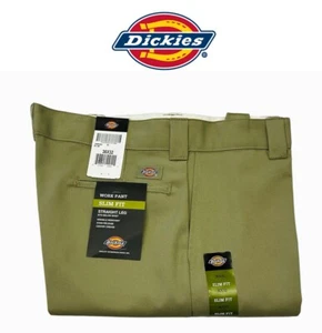 Dickies Men's Khaki Slim Fit Straight Leg Wrinkle Resistant Durable Work Pants - Picture 1 of 3