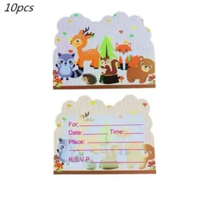 Quality 10pcs Forest Animal Children Party Invitation Card Birthday Supplies - Picture 1 of 6