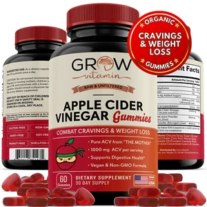 Apple Cider Vinegar Gummies 1000MG ACV Made With Mother 60 Gummies - Picture 1 of 10