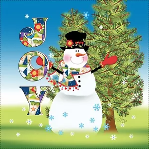 Jody's 8" quadratische Stoffkunst Panel ~ SNOWMAN JOY von Jody Houghton - Bild 1 von 1