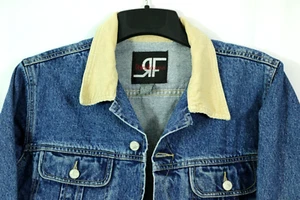 Vintage Corduroy Collar Jean Jacket Rafaella Size M Denim Trucker Chore Jacket - Picture 1 of 10