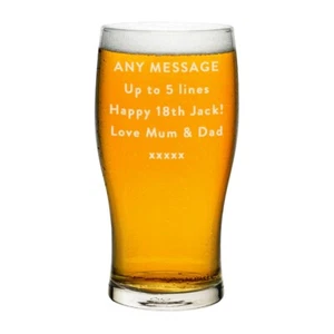 Personalised Pint Glass Message 5 Lines Craft Beer Cider Custom Dad Birthday - Picture 1 of 1