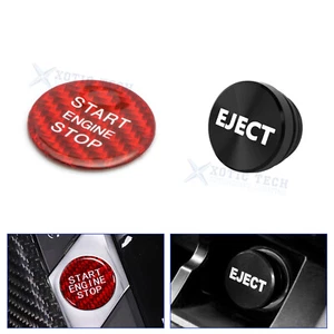 Red Carbon Engine + Black Cigarette Lighter Eject Button Trim For Audi A4 S4 RS4 - Picture 1 of 7