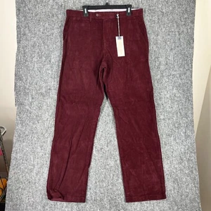Samuel Windsor Pants Mens 36 Red Corduroy 33 Inseam Chino Trouser Business - Picture 1 of 11