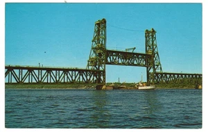 Carlton Lift Bridge Over Kennebec River Bath Sagadahoc County Maine Postcard - Picture 1 of 2