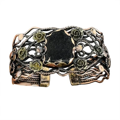 Brazalete Flor Piedra Jaspe Sedimento Mar Negro Venta Día Hijas Joyería Cobre Foto 1 de 4