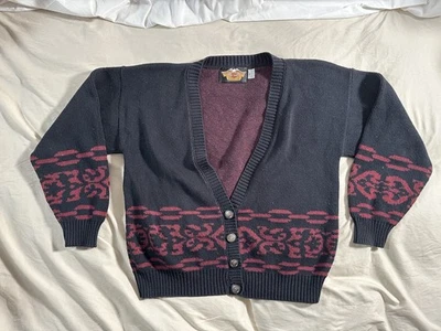 Cárdigan Harley Davidson Negro Rojo Mediano Hecho en EE. UU. De Colección Y2K Biker Grunge Foto 1 de 4