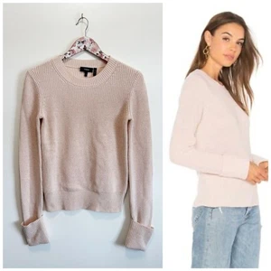 THEORY Prosecco Ribbed Pullover Sweater Cuffs Blush Pale Pink P XS Wool Blend - Foto 1 di 9