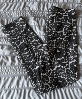 NWOT KAREN KANE WOMENS PANTS Flare Leg Black Floral Lace White Background XL - Image 1 of 3