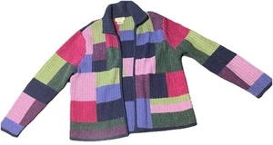 Chaqueta Talbots Mujer Grande Multicolor 100% Lana Patchwork Cremallera Completa Tejido Top - Imagen 1 de 11