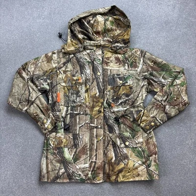 RealTree Jacket Adult Small Brown Work Wear Camo Hunting Hood Rain Coat Mens - Image 1 of 4