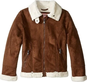 Urban Republic 166548 Girls Long Sleeves Faux Shearling Jacket Coffee Size 5-6 - Picture 1 of 2