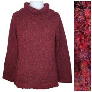 Koret Womens Sweater Size Medium Petite Cowl Neck Long Sleeves Burgundy Blend