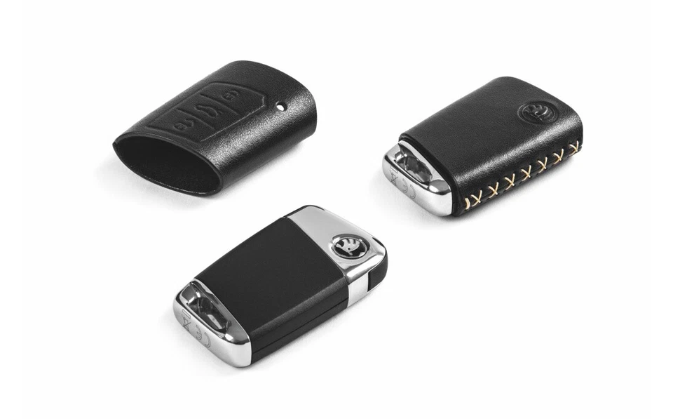 GENUINE Skoda Leather key cover KESSY white stitch 3V0087012A - Image 1 of 1