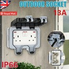 1 x 13A  2 Gang Waterproof Outdoor Storm Switched Socket Double IP66 Outside Use