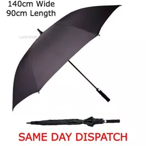 140cm großer Golfschirm winddicht stark automatisch offen schwarz hochwertig kompakt - Bild 1 von 3