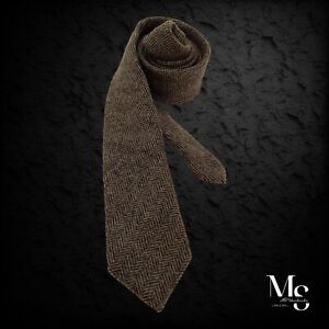 TWILLORY XL Brown Herringbone Luxury Wool Blend Tie Hand Made W:2.75" EX COND