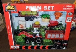 Maisto Massey Mini Work Machines Red FARM SET Die Cast Moving Plastic Parts - Picture 1 of 1