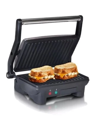 Prensa de sándwich panini antiadherente eléctrica Elite Kitchen de 10,5/9 pulgadas, se abre plana  Foto 1 de 4