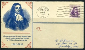 US Stamp Regular Issues Used, VF S#724 FDC, Planty #26, Linprint cachet, Delawar - Picture 1 of 1