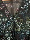 H&M CONSCIOUS Sheer Recycled Polyester shirt mini Dress Black Floral boho Sz 14
