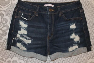 So Hi-Rise Favorite Curvy Shortie Distressed Stretch Denim Jean shorts Size 13 - Picture 1 of 2