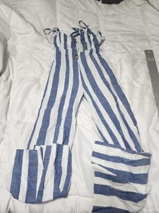 Japana Jumpsuit Strampler Hose blau weiß gestreift Größe L gebraucht - Bild 1 von 8