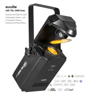 EUROLITE LED TSL-1500 Scan 150W DMX LED Scanner mit Gobos und Motorfokus - Bild 1 von 4